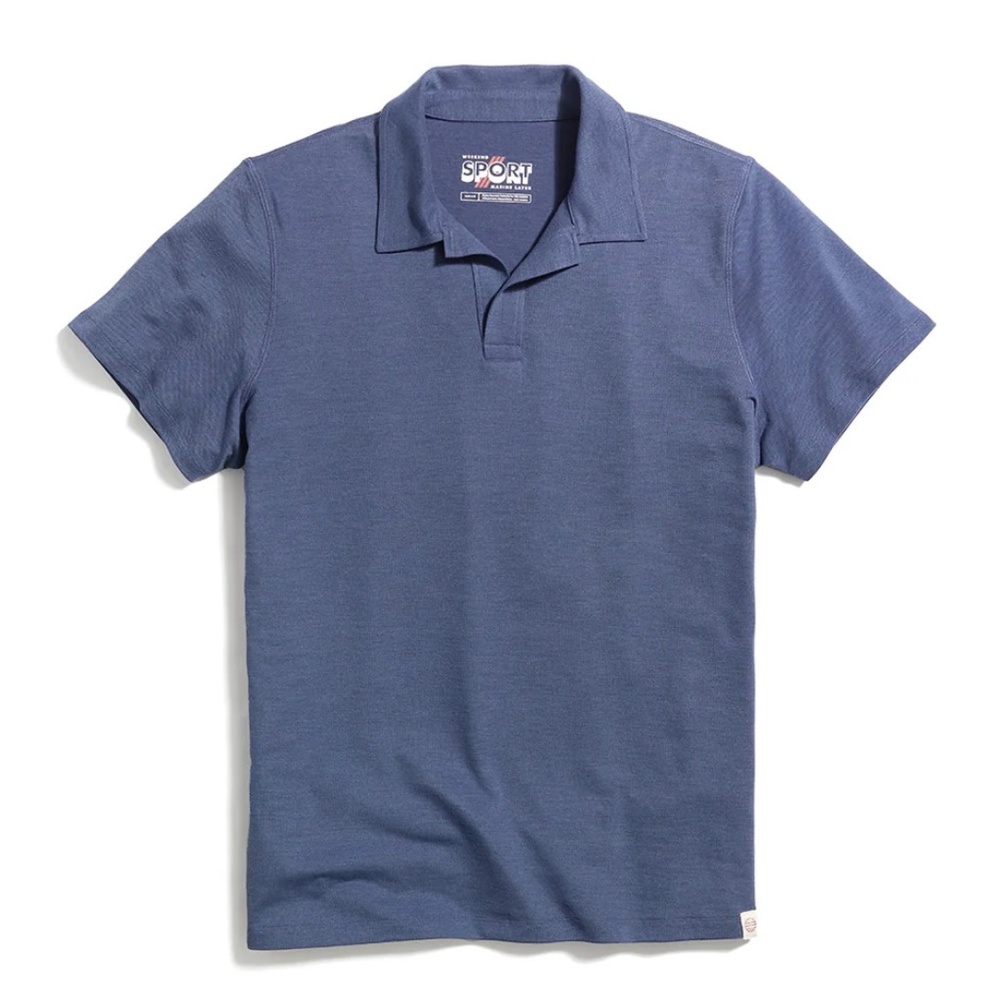Marine Layer Weekend Sport Air Polo in Vintage Indigo - Medium